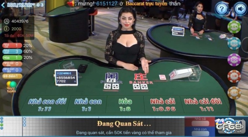 Truc tiepgame Live Casino Cf 68 với Dealer người thật 100%
