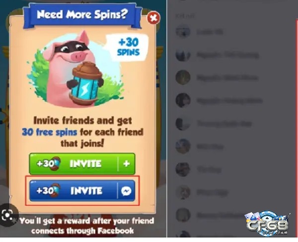 Giới thiệu bạn bè trên ứng dụng Facebook để nhận spin