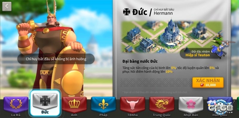 Nền văn minh Đức mạnh nhất của Rise of Kingdom về giai đoạn giữa trận game
