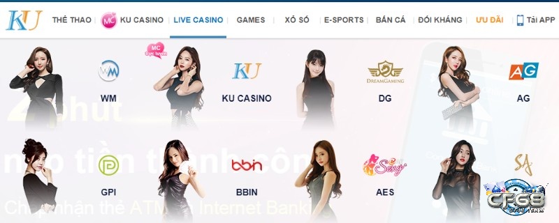 Các sản phẩm cá cược trực tuyến tại Ku casino.live